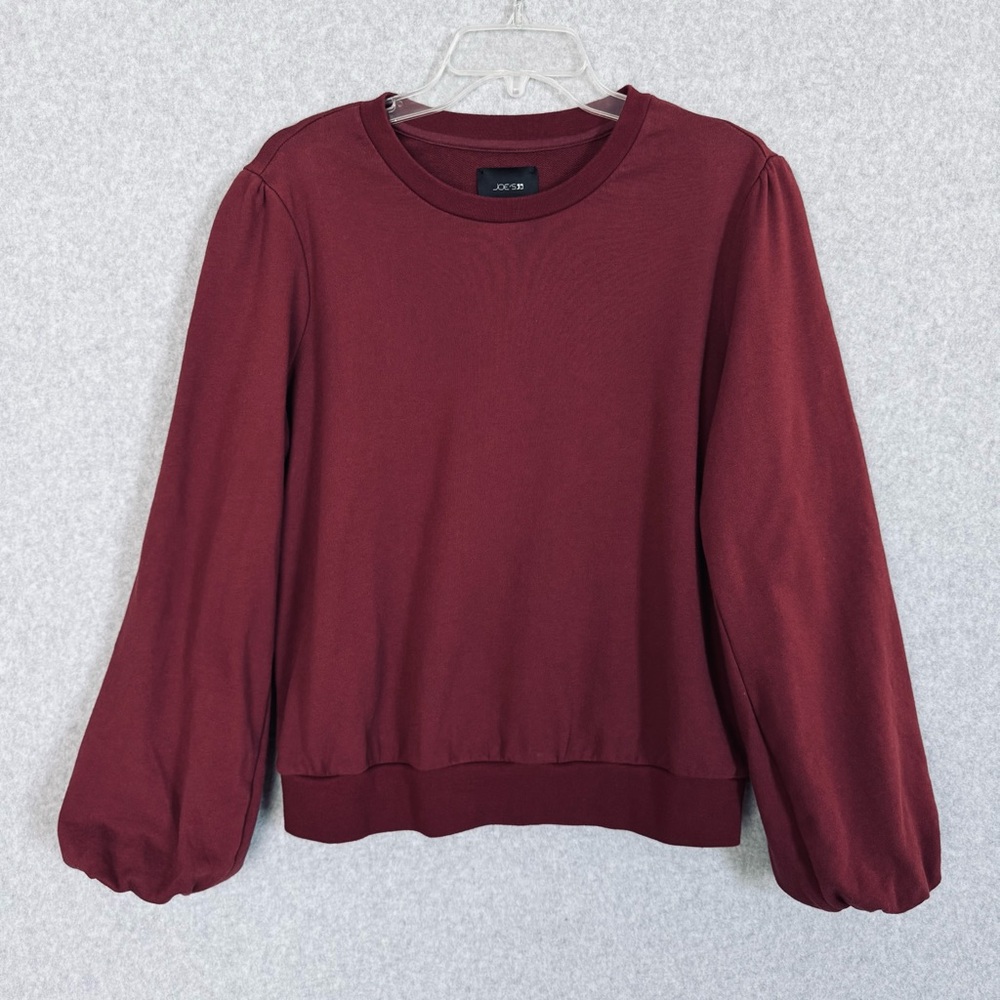 Joes Jeans Womens Sweatshirt Size Medium Red Crew Neck Balloon Sleeves Comfy